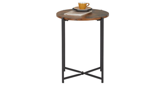 BEISTELLTISCH 45/45/50 cm Braun, Schwarz rund - Schwarz/Braun, Trend, Holzwerkstoff/Metall (45/45/50cm) - Carryhome