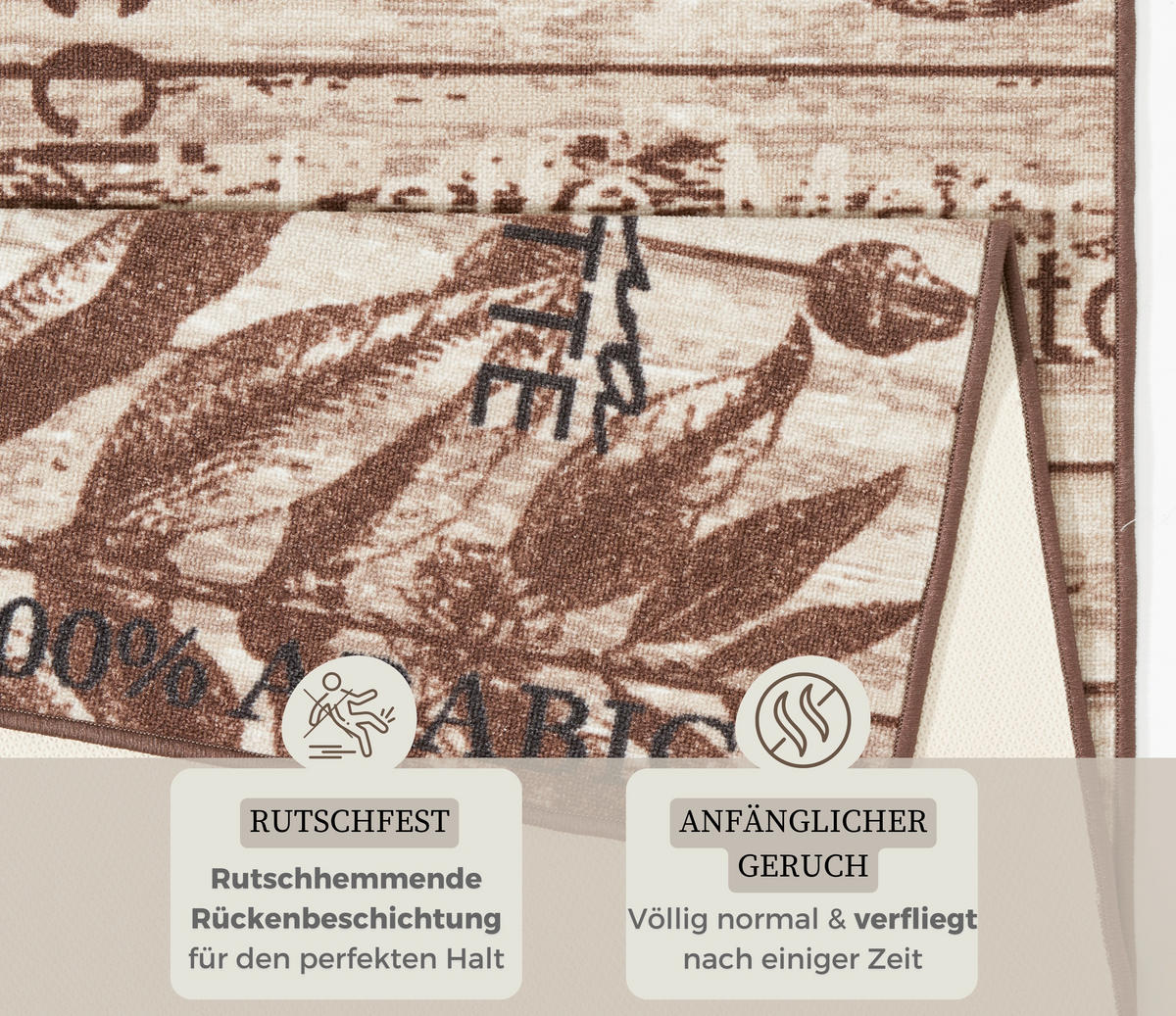 Chic: Küchenläufer (rechteckig 67/180 cm Loop Mokka, Creme  - Creme/Mokka, Design, Kunststoff/Textil (67/180cm) - Hanse Home