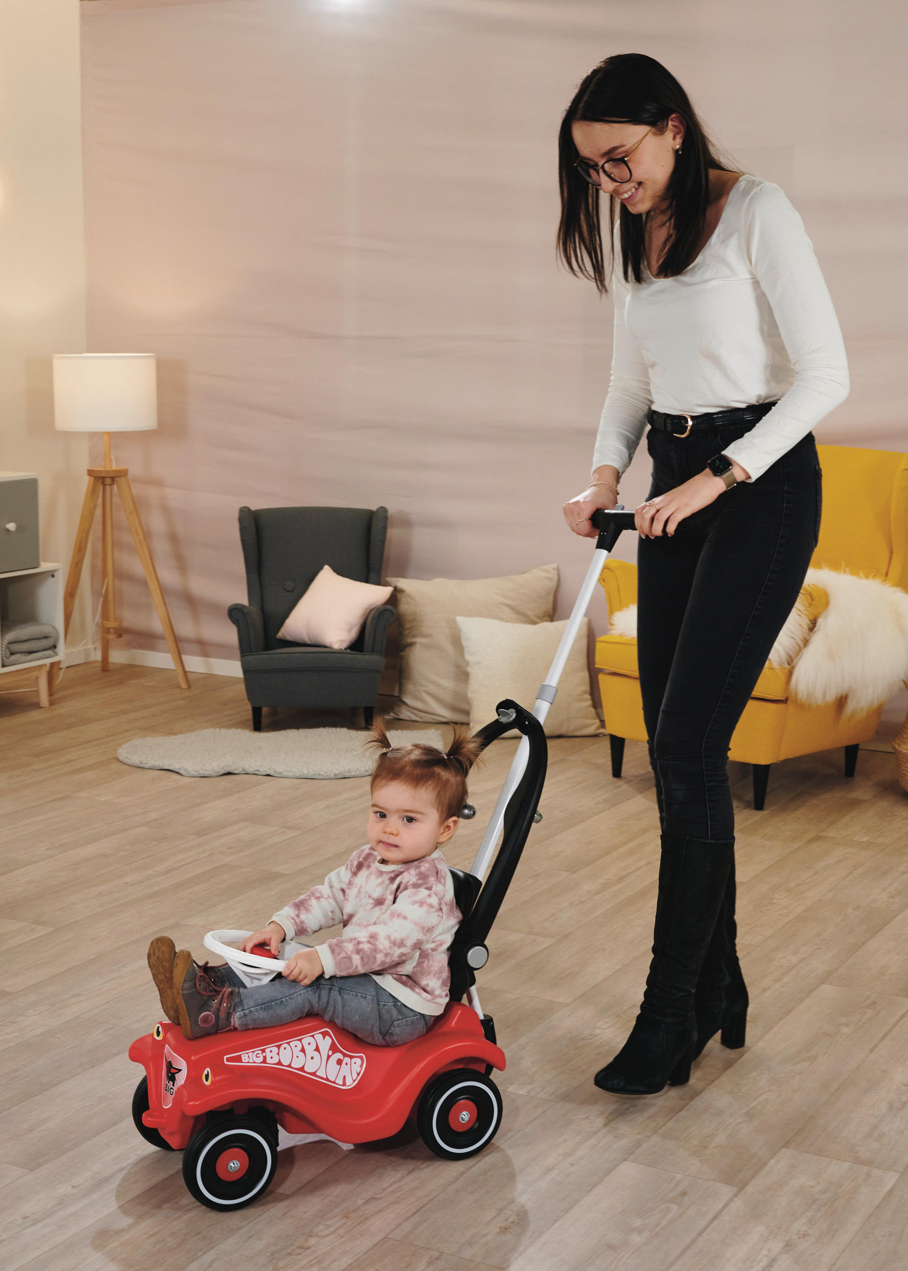 SCHUBSTANGE Bobby Car Premium-Schubstange  - Schwarz/Weiß, Basics, Kunststoff (9,50/25,50/53,50cm) - BIG