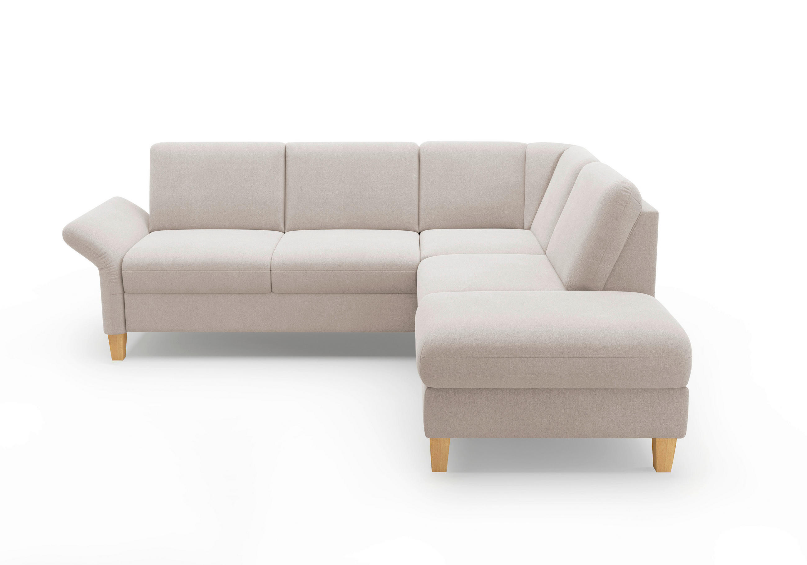 ECKSOFA in Flachgewebe Greige - Greige/Eichefarben, Konventionell, Holz/Textil (240/216cm) - Sit & More