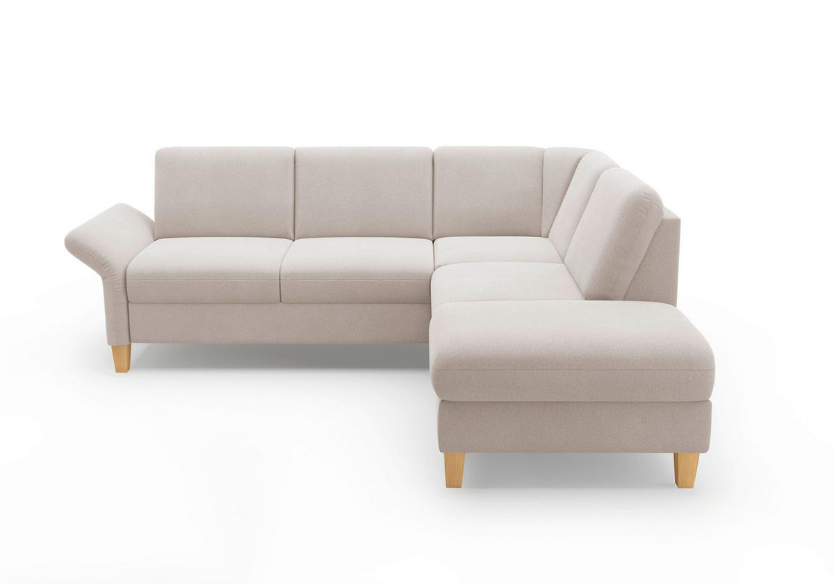 ECKSOFA ROCHELLE E Greige Flachgewebe  - Greige/Eichefarben, KONVENTIONELL, Holz/Textil (240/216cm) - Sit & More
