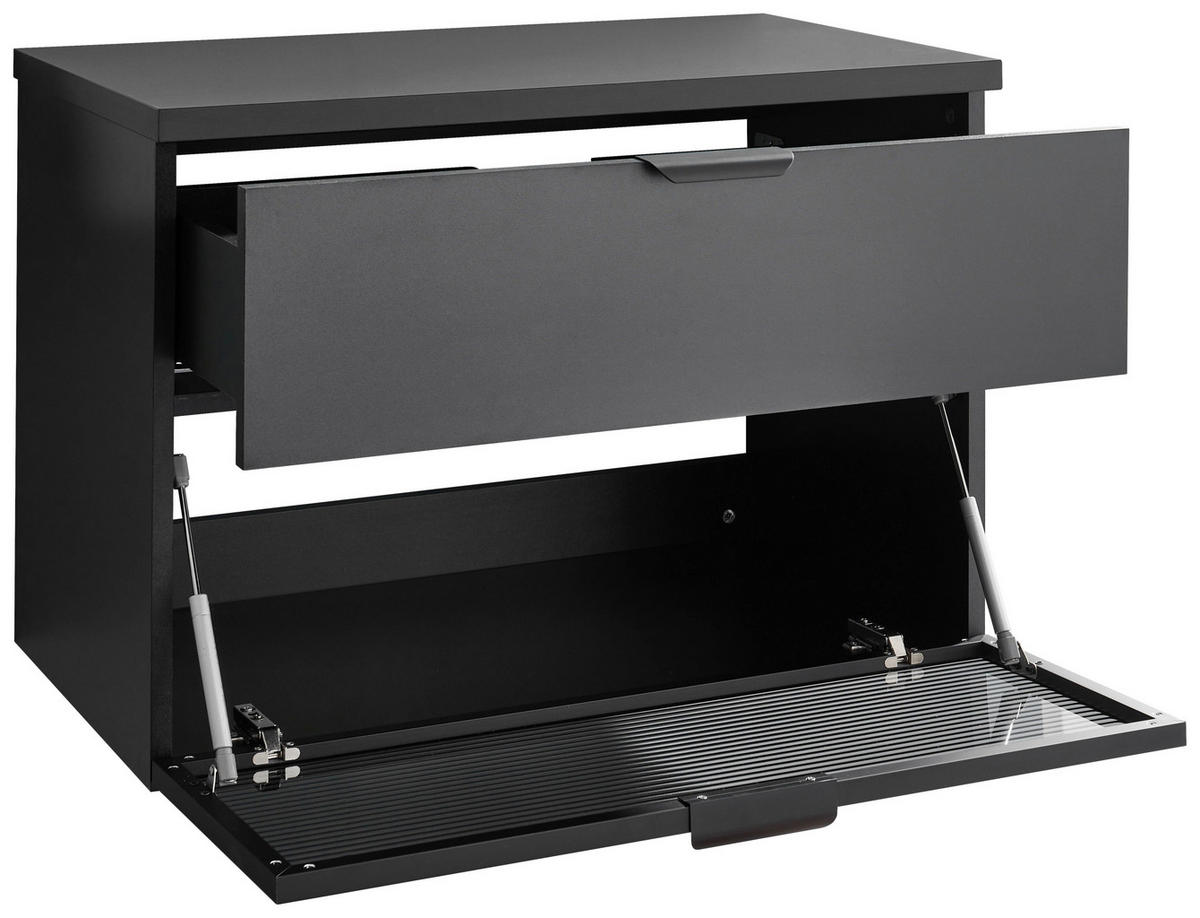 WASCHBECKENUNTERSCHRANK 80/55/46 cm  - Schwarz, KONVENTIONELL, Glas/Holzwerkstoff (80/55/46cm) - home24
