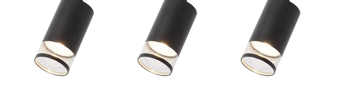 DECKENSTRAHLER Virellq 13.5/38/6 cm  - Schwarz, KONVENTIONELL, Metall (13.5/38/6cm)