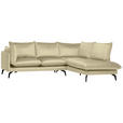 ECKSOFA in Samt Beige  - Beige/Schwarz, Design, Textil/Metall (241/200cm) - Carryhome