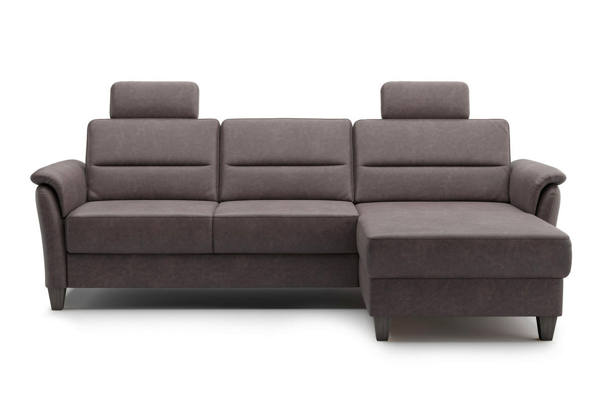 ECKSOFA in Mikrofaser Braun  244/163 cm  - Wengefarben/Braun, KONVENTIONELL, Holz/Textil (244/163cm) - Sit & More