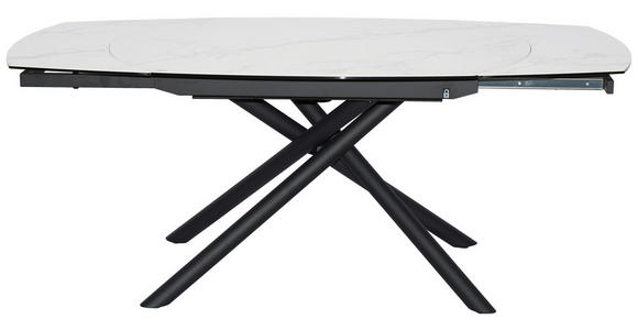 ESSTISCH in Metall, Glas, Keramik 130-190/100/77 cm - Schwarz/Weiß, Design, Glas/Keramik (130-190/100/77cm) - Novel