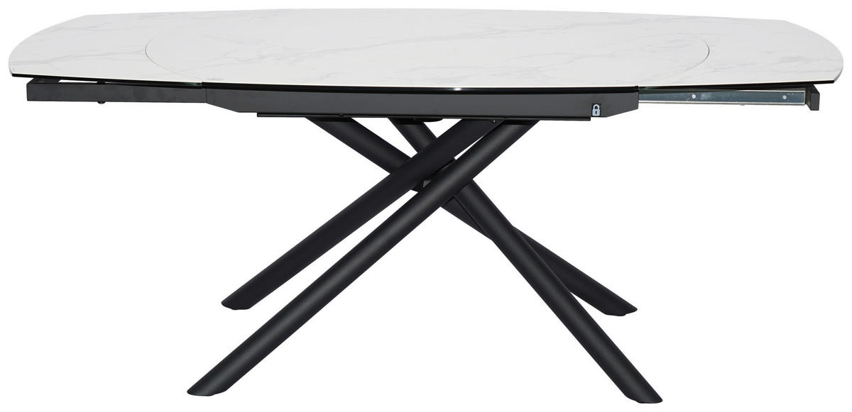 ESSTISCH in Metall, Glas, Keramik 130-190/100/77 cm  - Schwarz/Weiß, Design, Glas/Keramik (130-190/100/77cm) - Novel