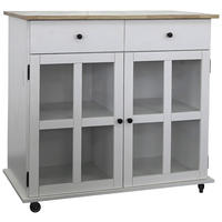 SERVIERWAGEN Kautschukholz vollmassiv Weiß  - Schwarz/Weiß, Basics, Glas/Holz (95/88/47cm) - MID.YOU