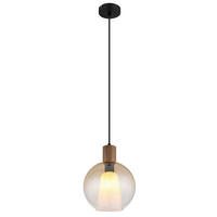 HÄNGELEUCHTE BARRY I 25/120 cm  - Dunkelbraun/Bernsteinfarben, Basics, Glas/Holzwerkstoff (25/120cm) - Globo