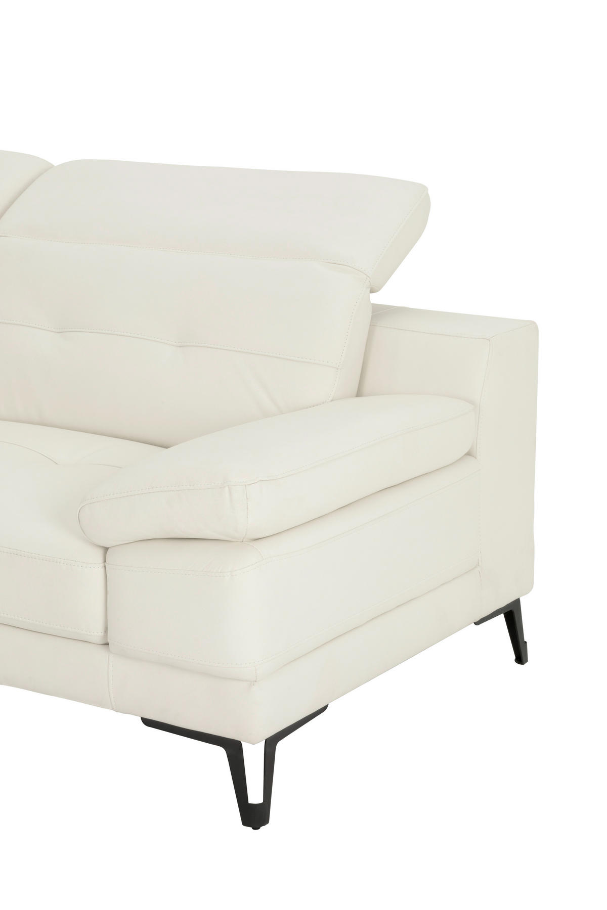 ECKSOFA Weiß Echtleder  - Schwarz/Weiß, MODERN, Leder/Metall (224/287cm) - MID.YOU