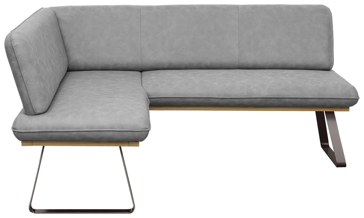 ECKBANK 170/200 cm Webstoff Grau Eiche   - Schwarz/Grau, MODERN, Textil/Metall (170/200cm) - Livetastic