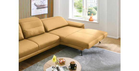 ECKSOFA in Echtleder Gelb  - Gelb/Schwarz, Design, Leder/Metall (332/193cm) - Dieter Knoll