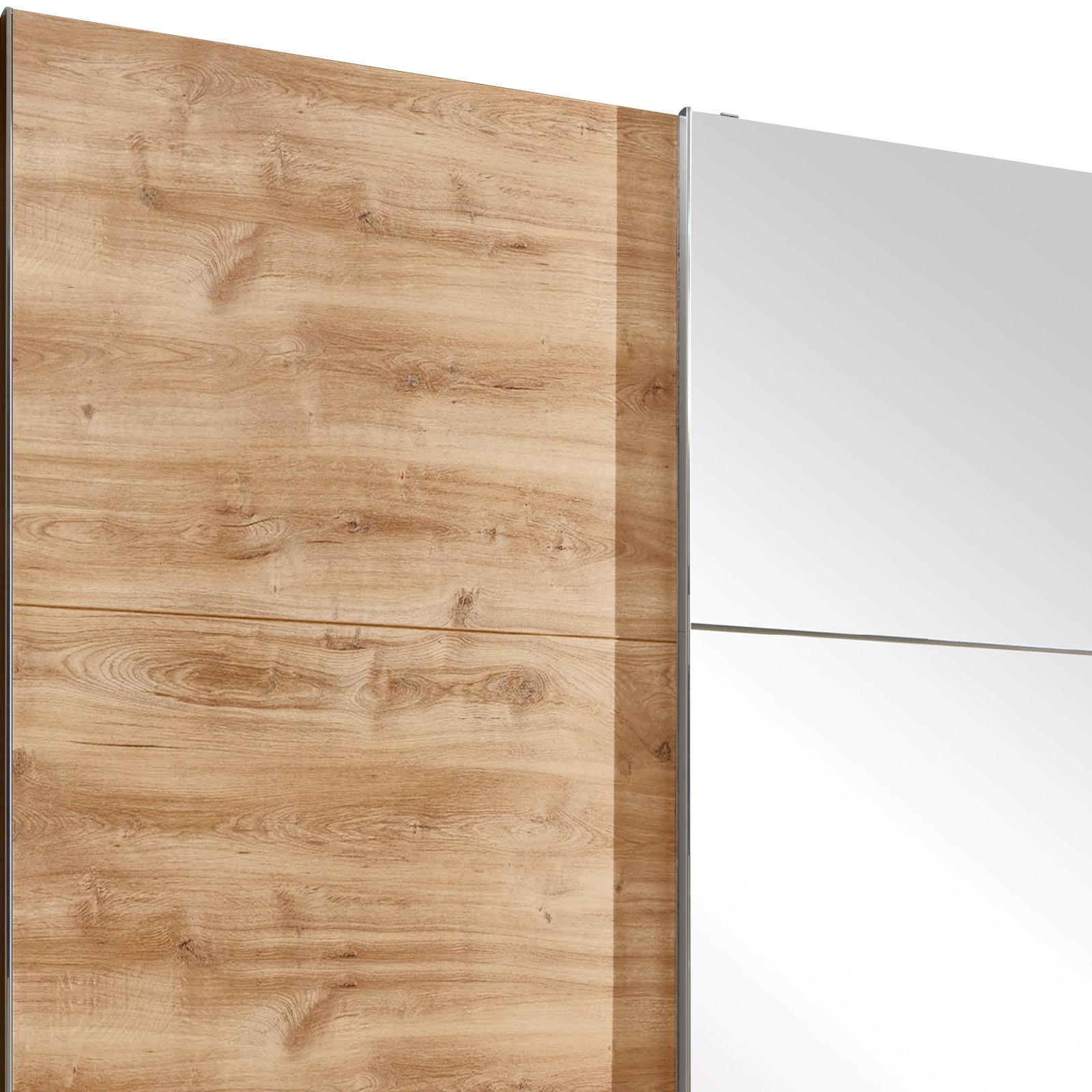 SCHWEBETÜRENSCHRANK 2-türig Eichefarben  - Chromfarben/Eichefarben, MODERN, Glas/Holzwerkstoff (200/216/65cm) - MID.YOU