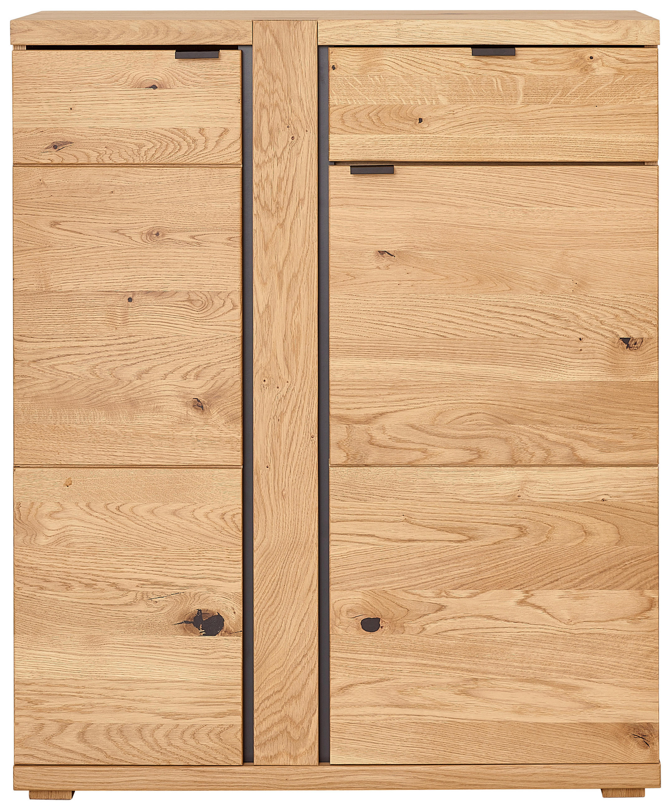 SCHUHSCHRANK Eiche Hartholz Wildeiche  - Wildeiche/Anthrazit, Natur, Holz/Holzwerkstoff (90/111,5/38cm) - Linea Natura
