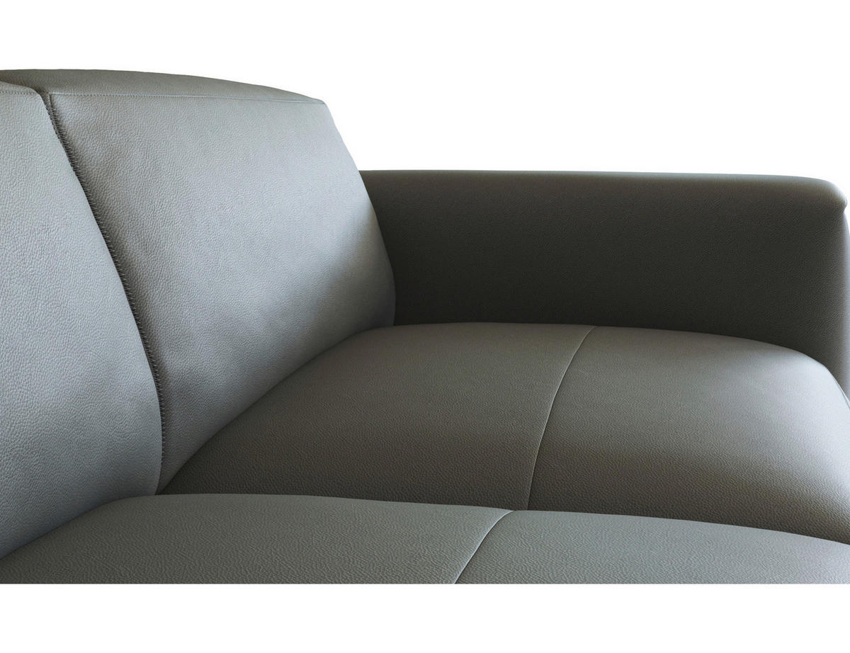ECKSOFA Dunkelgrau Echtleder  - Dunkelgrau/Schwarz, Design, Leder/Holz (231/288cm) - Livetastic