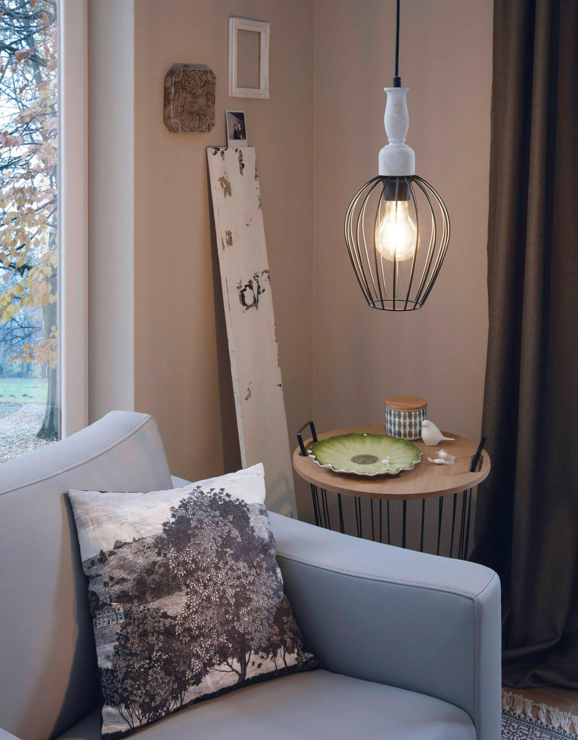 Thumbnail - Eglo Hängeleuchte, Braun, Schwarz, Holz, Metall, Eiche, länglich,länglich, 110 cm, Lampen & Leuchten, Innenbeleuchtung, ...