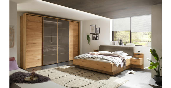 SCHWEBETÜRENSCHRANK  in Braun, Eiche Bianco  - Eiche Bianco/Braun, KONVENTIONELL, Glas/Holz (330/236/67cm) - Linea Natura