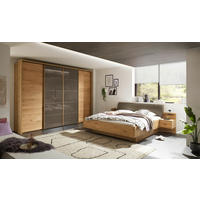 SCHWEBETÜRENSCHRANK 330/236/67 cm 4-türig Braun, Eiche Bianco  - Eiche Bianco/Braun, KONVENTIONELL, Glas/Holz (330/236/67cm) - Linea Natura