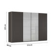 SCHWEBETÜRENSCHRANK 316/235/68 cm 4-türig Graphitfarben, Grau  - Chromfarben/Graphitfarben, KONVENTIONELL, Glas/Holzwerkstoff (316/235/68cm) - Novel