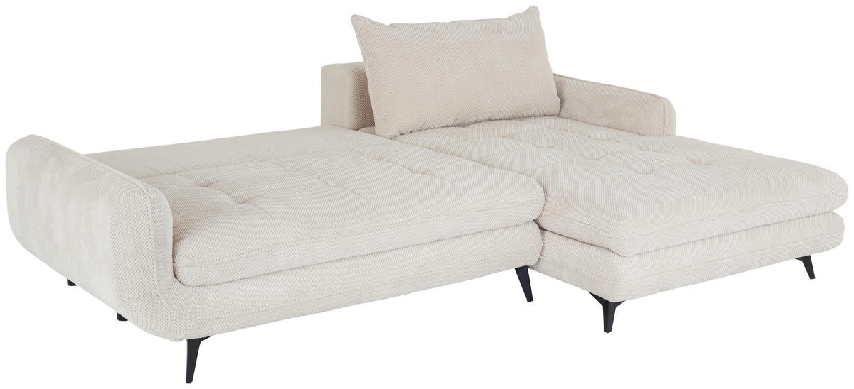 ECKSOFA WAVE Creme Struktur  - Beige/Creme, MODERN, Textil/Metall (266/189cm) - MID.YOU