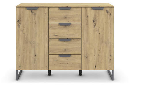 SIDEBOARD  in 120/92/42 cm  - Dunkelgrau/Eiche Artisan, Design, Holzwerkstoff/Metall (120/92/42cm) - Xora