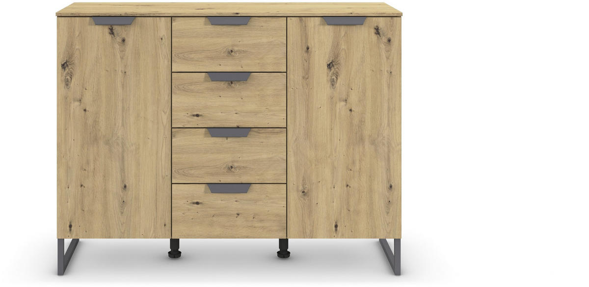 SIDEBOARD  in 120/92/42 cm  - Dunkelgrau/Eiche Artisan, Design, Holzwerkstoff/Metall (120/92/42cm) - Carryhome