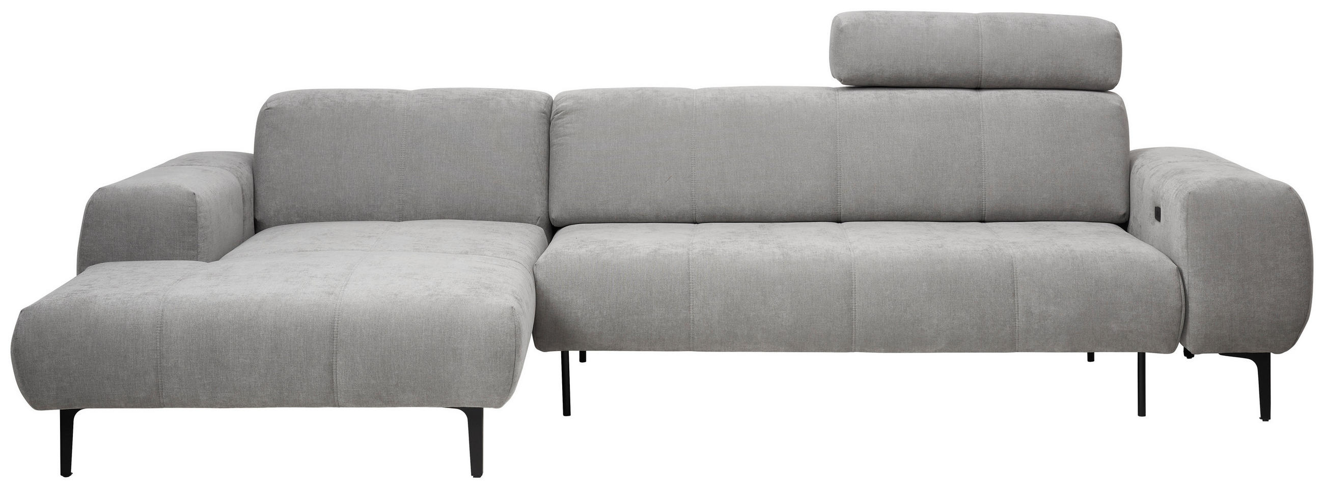 ECKSOFA in Chenille Grau  - Schwarz/Grau, Design, Textil/Metall (167/311cm) - Xora
