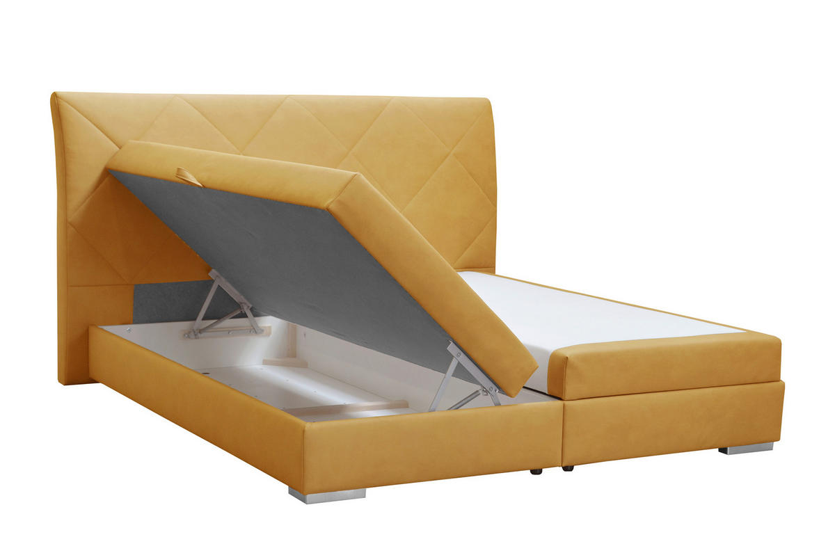 BOXSPRING-ÁGY 180/200 cm  sárga  - sárga/króm, Basics, textil (180/200cm) - Esposa