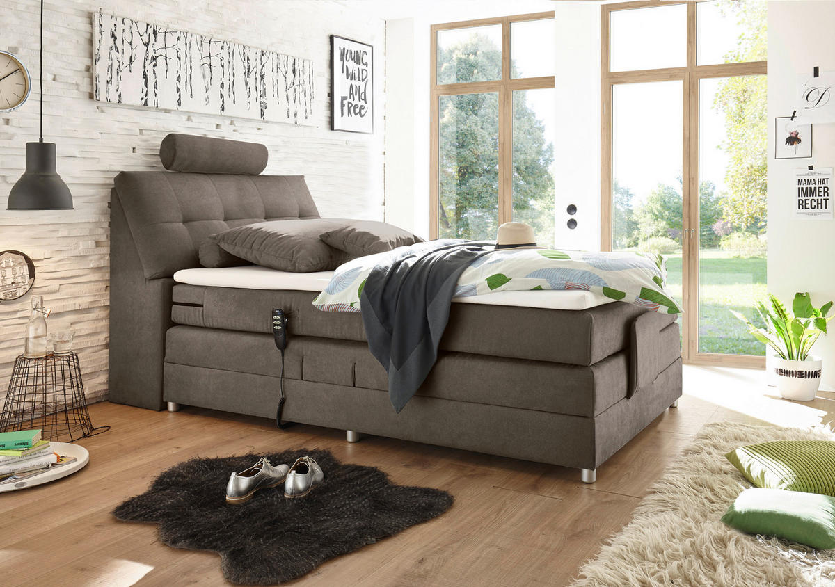 BOXSPRINGBETT 120/200 cm  in Braun  - Silberfarben/Braun, Modern, Holzwerkstoff/Kunststoff (120/200cm) - MID.YOU