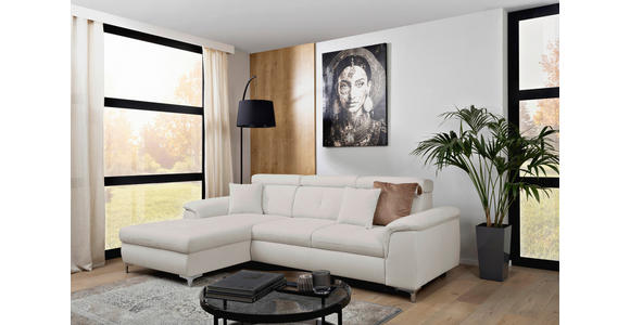 ECKSOFA  in Flachgewebe Greige  - Chromfarben/Greige, KONVENTIONELL, Textil/Metall (175/268cm) - Carryhome