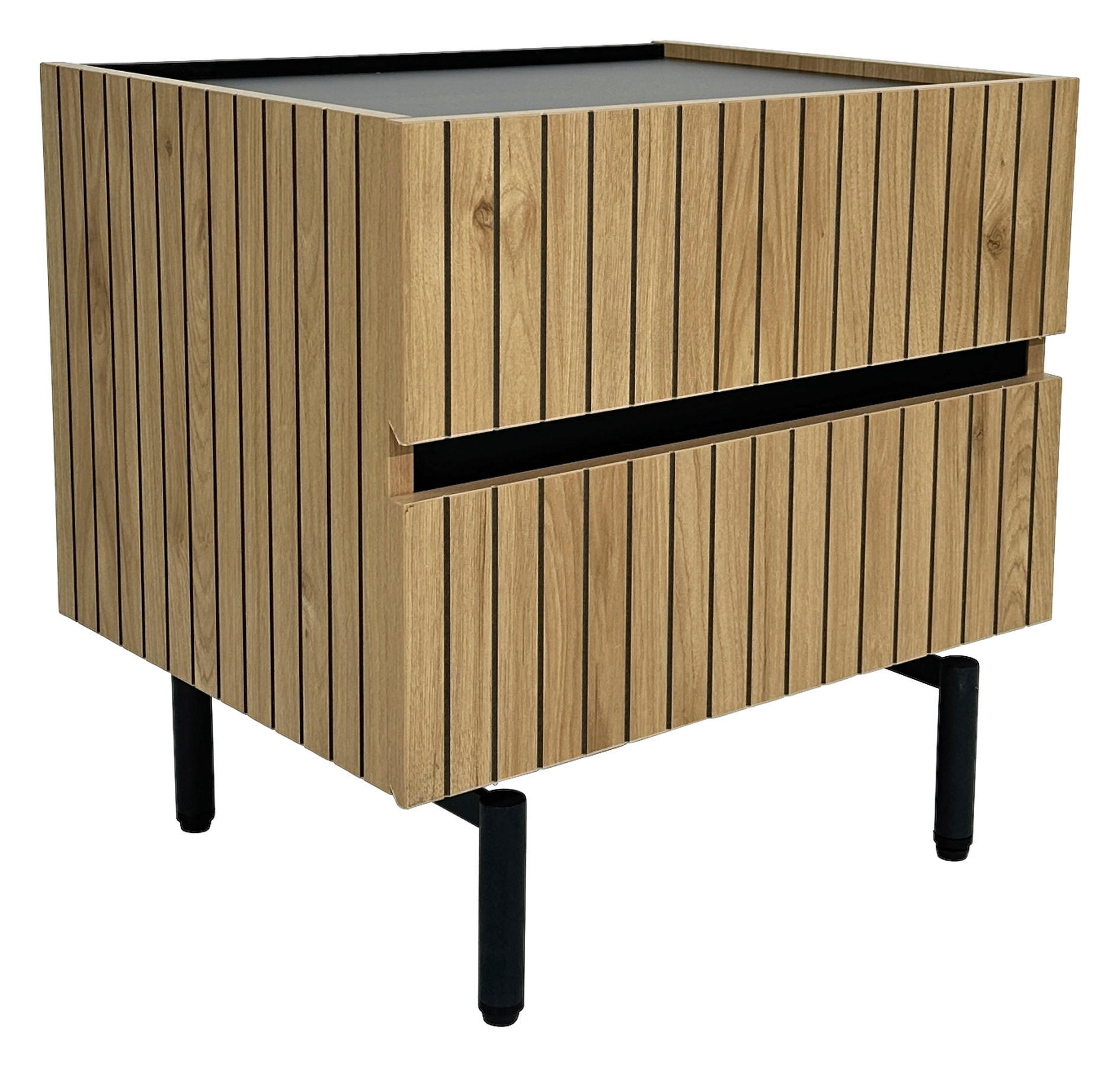 NACHTKÄSTCHEN in Schwarz, Eichefarben - Eichefarben/Schwarz, Design, Holzwerkstoff/Metall (50/50/40cm) - Xora
