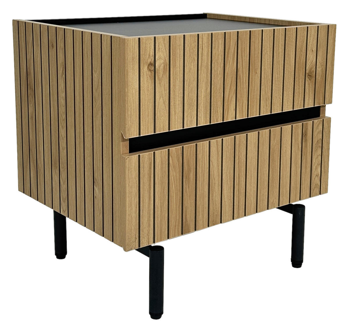 NACHTKÄSTCHEN in Schwarz, Eichefarben  - Eichefarben/Schwarz, Design, Holzwerkstoff/Metall (50/50/40cm) - Xora