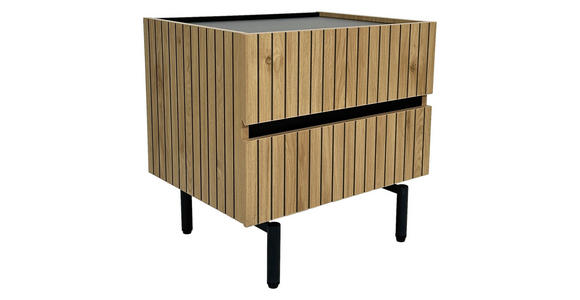 NACHTKÄSTCHEN in Schwarz, Eichefarben - Eichefarben/Schwarz, Design, Holzwerkstoff/Metall (50/50/40cm) - Xora
