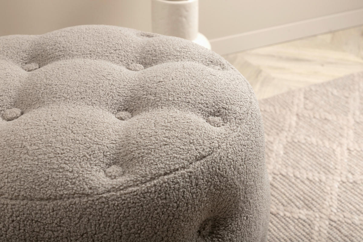 POUF in Greige Textil Greige  - Greige, Design, Textil (55/44/55cm) - Livetastic