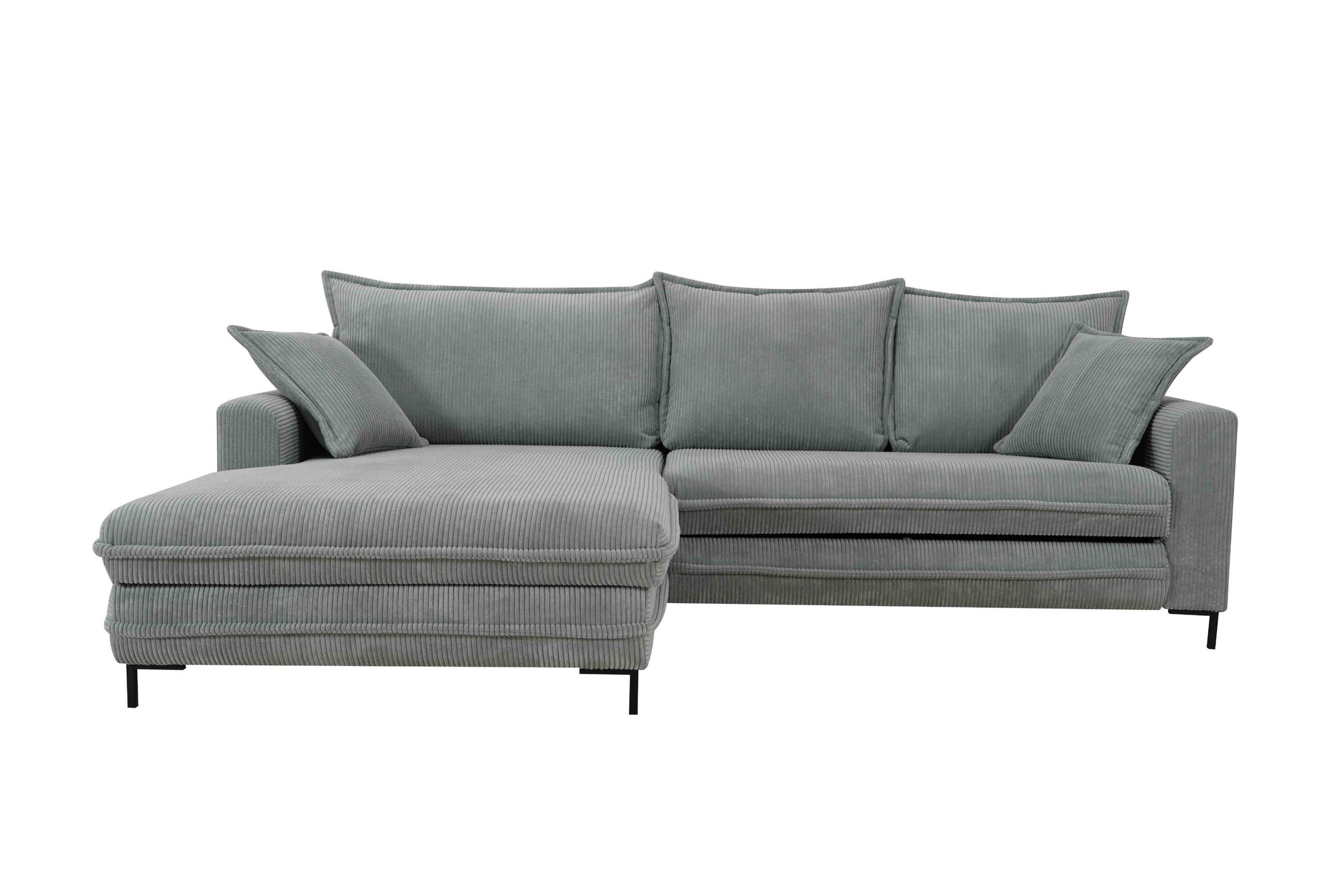 ECKSOFA  in Cord Grau  174/272 cm  - Schwarz/Grau, Design, Textil/Metall (174/272cm) - MID.YOU