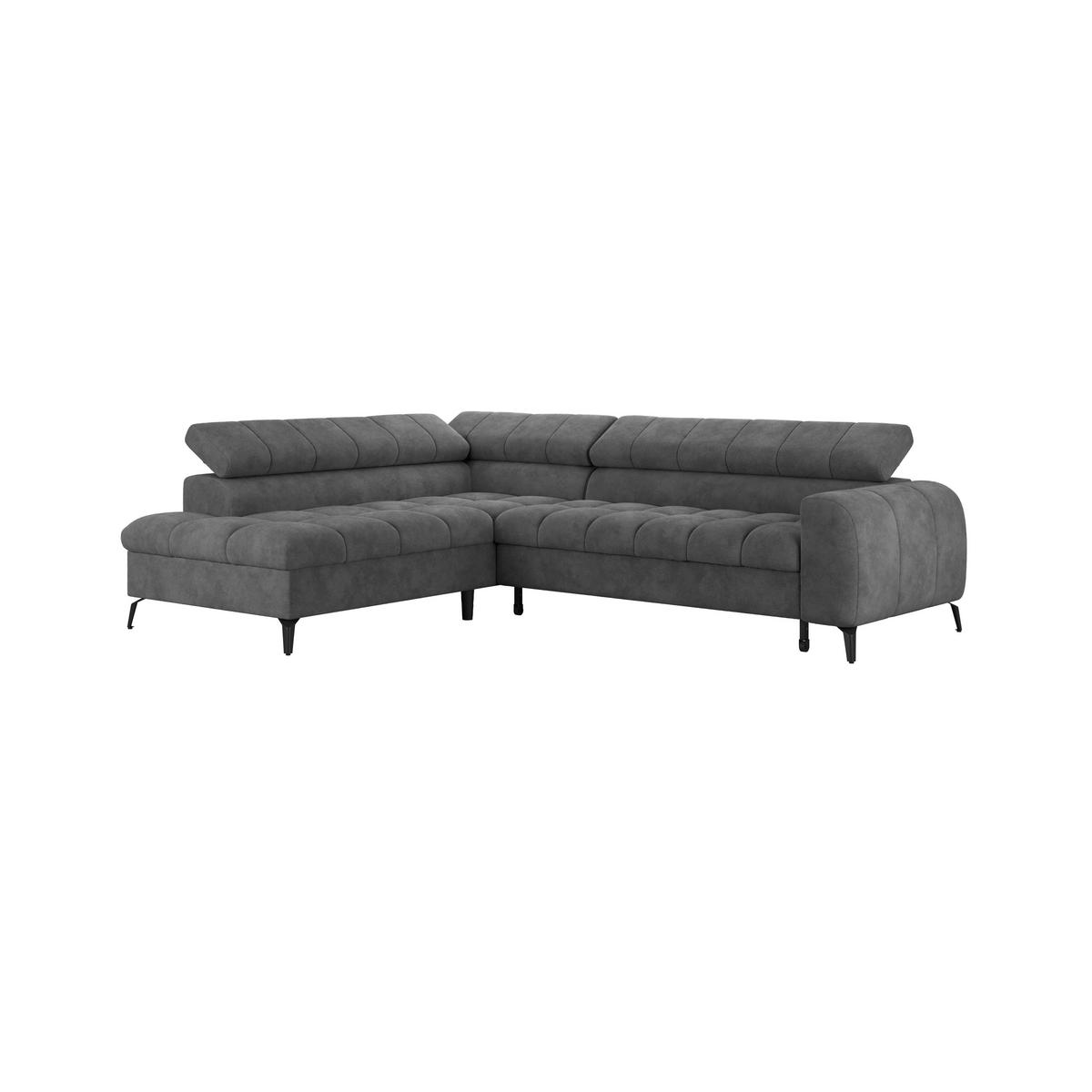 ECKSOFA Dunkelgrau  - Dunkelgrau/Schwarz, Trend, Kunststoff/Textil (203/261cm) - Livetastic