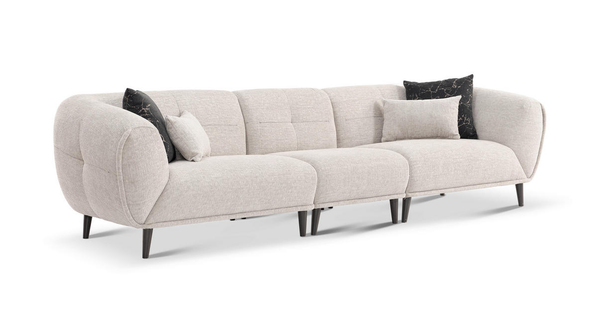 VIERSITZER-SOFA in Bouclé Hellgrau  - Anthrazit/Hellgrau, Design, Kunststoff/Textil (308/80/102cm) - Livetastic