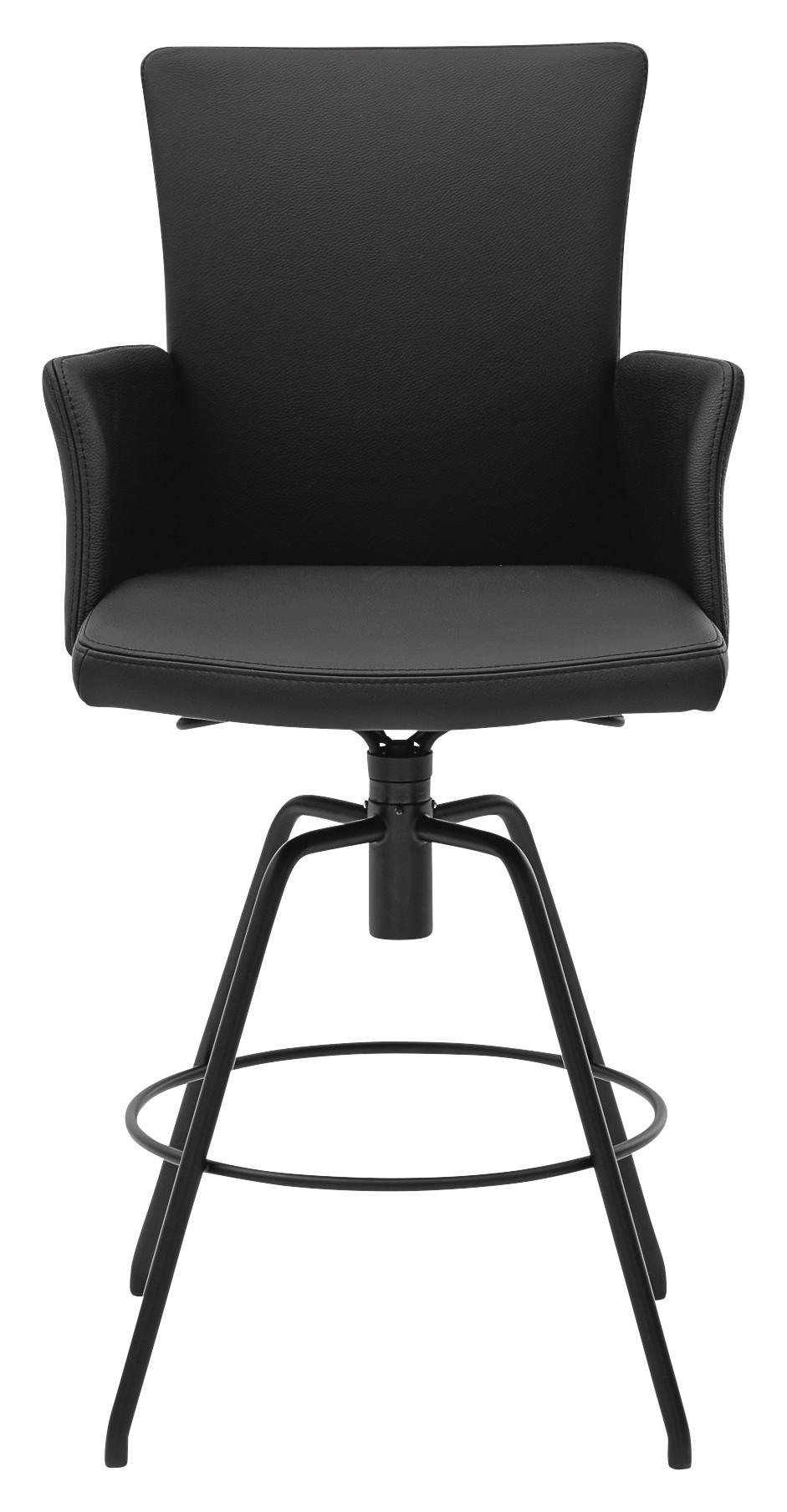 BARHOCKER Echtleder Schwarz Lederauswahl, Stoffauswahl, Typenauswahl, automatische Rückholfunktion  - Schwarz, Design, Leder/Metall (56/124/58cm) - Musterring