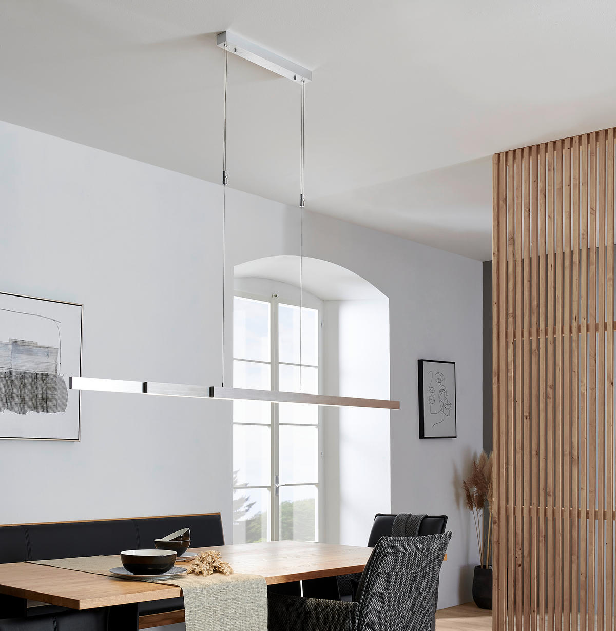 LED-HÄNGELEUCHTE 120-179/5,5/100-180 cm   - Silberfarben, Design, Kunststoff/Metall (120-179/5,5/100-180cm) - Paul Neuhaus