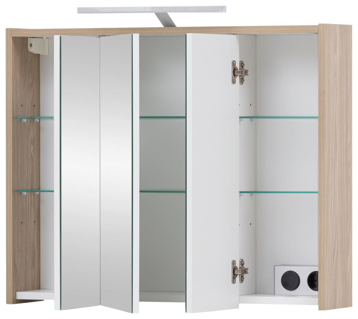 SPIEGELSCHRANK 74,5/64/16 cm  - Eichefarben, MODERN, Glas/Holzwerkstoff (74,5/64/16cm) - MID.YOU