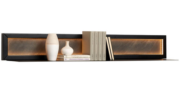 WANDBOARD  145/19,3/25 cm  - Schwarz, Natur, Metall (145/19,3/25cm) - Linea Natura