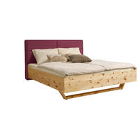 BETT 160/200 cm  Zirbelkieferfarben, Dunkelrot   - Zirbelkieferfarben/Dunkelrot, Natur, Holz/Textil (160/200cm) - Valnatura