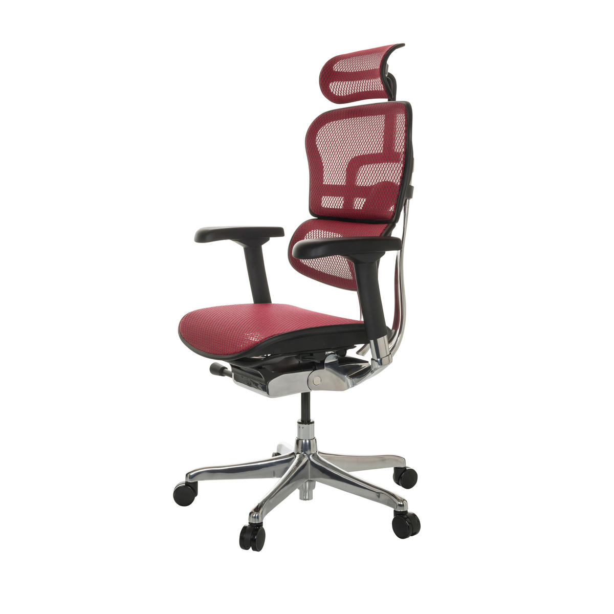 DREHSTUHL Netz Rot  - Rot/Silberfarben, Basics, Kunststoff/Textil (69/119-144/65cm) - MID.YOU