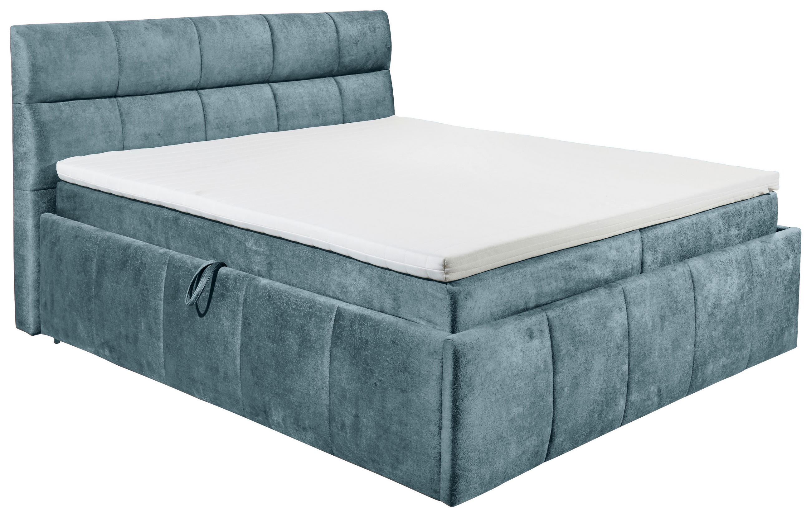 BOXBETT 180/200 cm,  in Blau, Bettkasten, Topper, H2 + H2 = mittel  - Blau/Schwarz, KONVENTIONELL, Kunststoff/Textil (180/200cm) - Modante