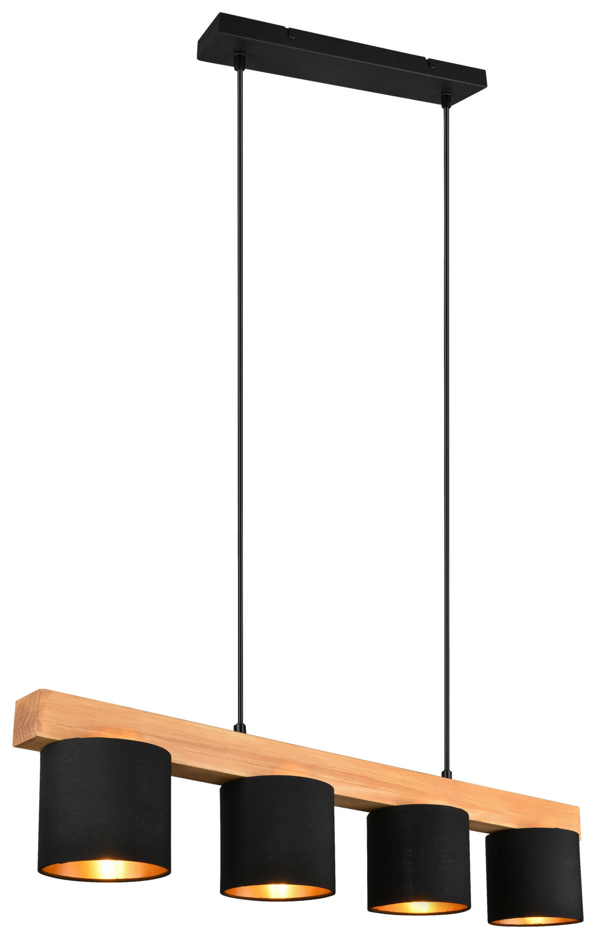 HÄNGELEUCHTE  75/150/12 cm   - Goldfarben/Schwarz, Design, Holz/Textil (75/150/12cm) - P & B