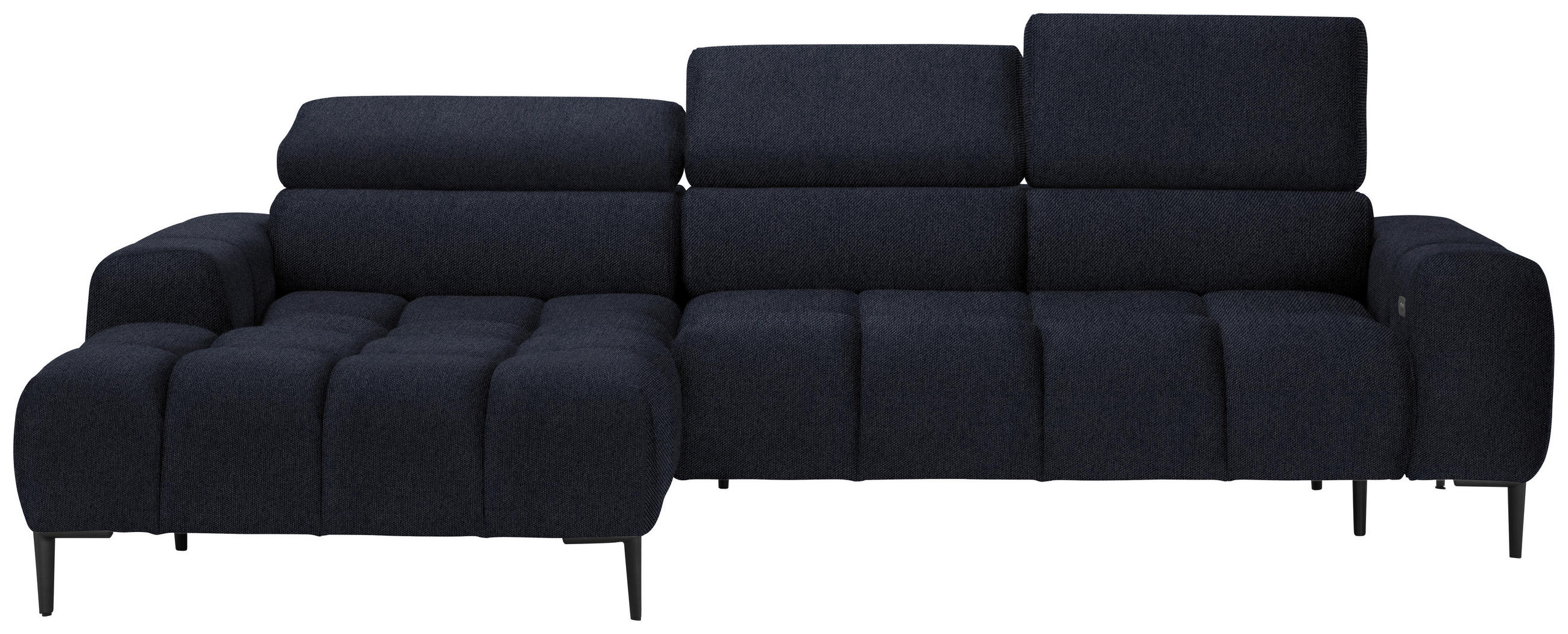 ECKSOFA Schwarz Webstoff  - Schwarz, Design, Textil/Metall (177/270cm) - Welnova