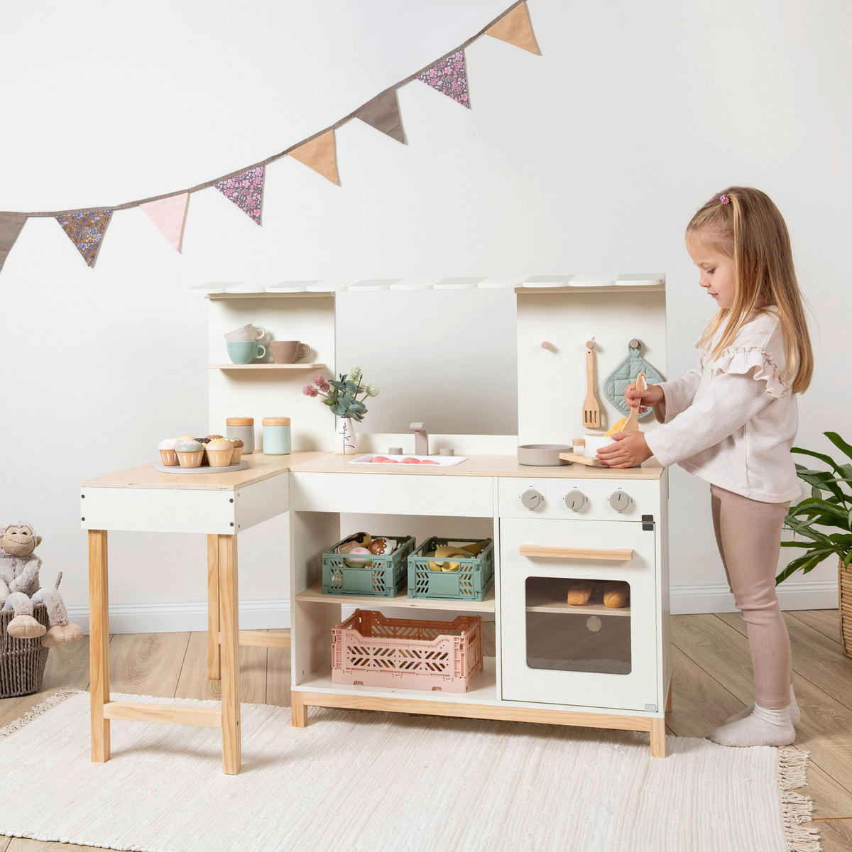 KINDERKÜCHE - Naturfarben/Weiß, Basics, Holz (100/59/87cm) - MUSTERKIND