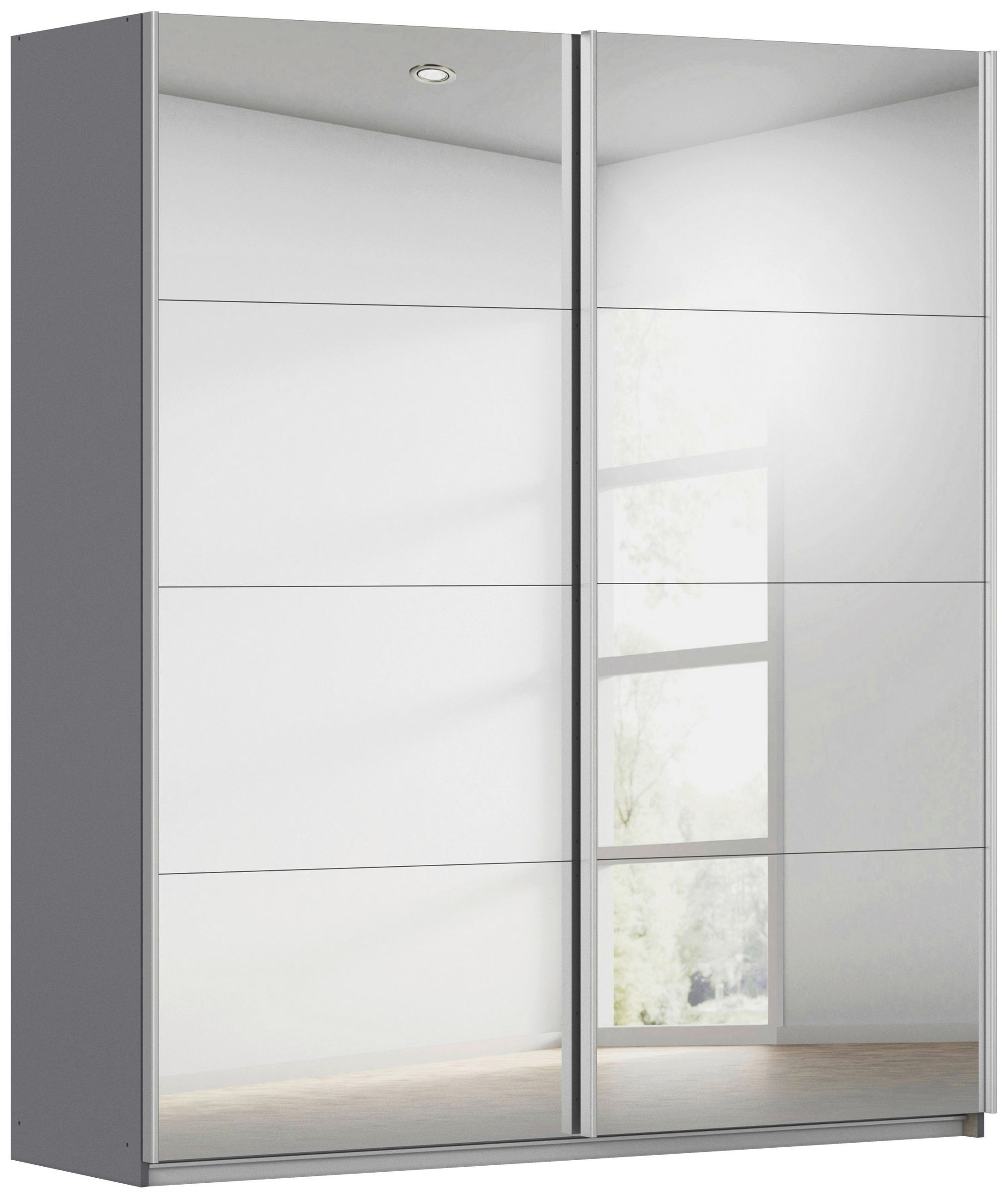 SCHWEBETÜRENSCHRANK 181/210/62 cm 2 Tür(en)-türig Grau  - Alufarben/Grau, KONVENTIONELL, Glas/Holzwerkstoff (181/210/62cm) - home24