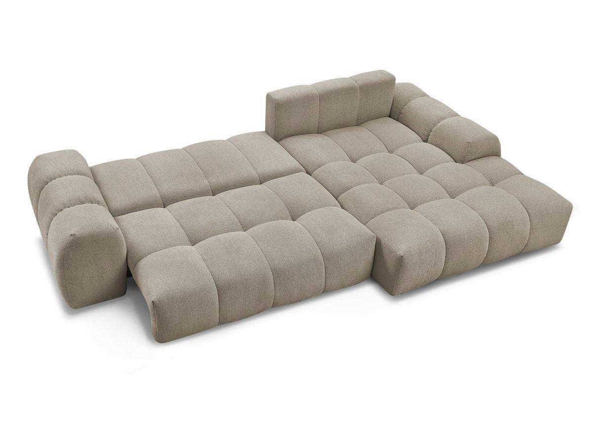 ECKSCHLAFSOFA EVEREST  mit Rücken echt, Armteil links, Armteil rechts Flachgewebe Taupe  - Taupe/Schwarz, MODERN, Kunststoff/Textil (180/318cm) - Livetastic