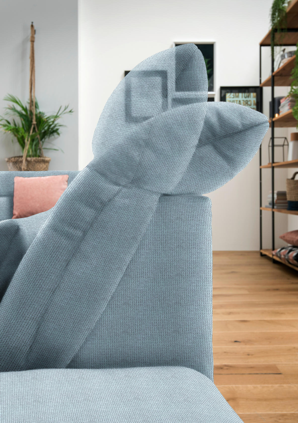 WOHNLANDSCHAFT in Mikrofaser Hellblau  - Chromfarben/Hellblau, Design, Kunststoff/Textil (211/350/204cm) - Xora